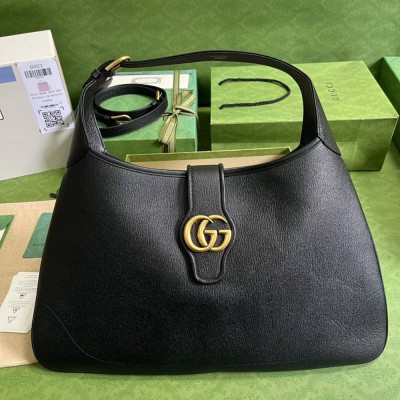 Gucci Aphrodite Large Shoulder Bag in Black Leather GGBS10787