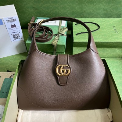 Gucci Aphrodite Medium Shoulder Bag in Dark Brown Leather GGBS10790