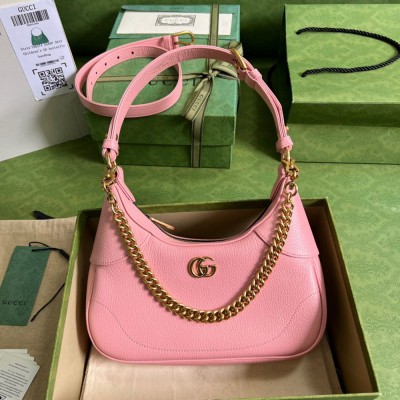 Gucci Aphrodite Small Shoulder Bag in Pink Leather GGBS10797