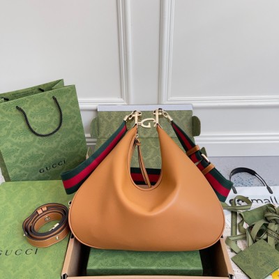 Gucci Attache Medium Shoulder Bag in Orange Leather GGBS10802