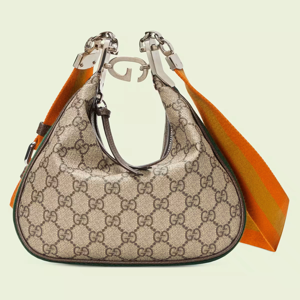 Gucci Attache Small Shoulder Bag in GG Canvas with Brown Leather GGBS10807