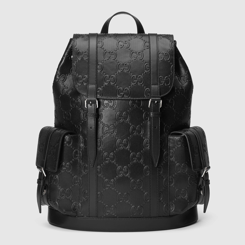 Gucci Backpack In Black GG Embossed Perforated Leather GGBS10003