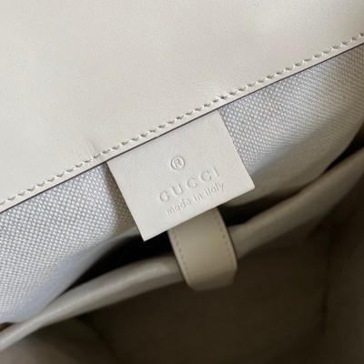 Gucci Backpack In White GG Embossed Perforated Leather GGBS10010