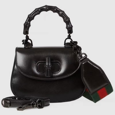 Gucci Bamboo 1947 Mini Top Handle Bag in Black Leather GGBS10051