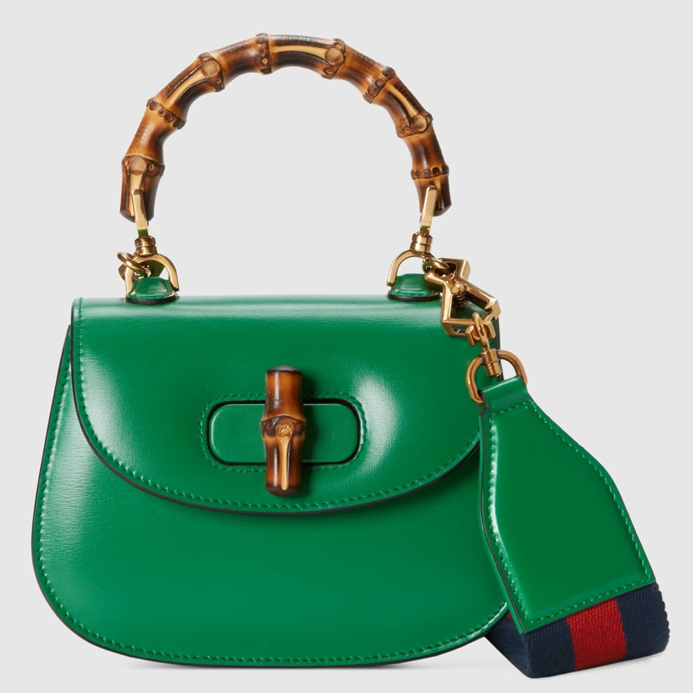 Gucci Bamboo 1947 Mini Top Handle Bag in Green Leather GGBS10053