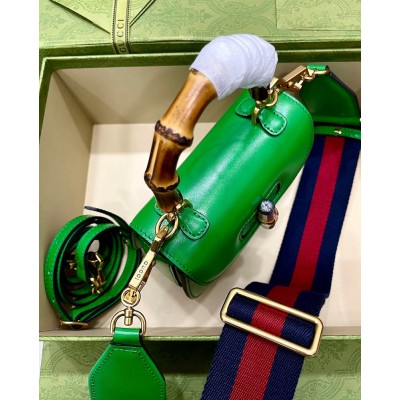 Gucci Bamboo 1947 Mini Top Handle Bag in Green Leather GGBS10053