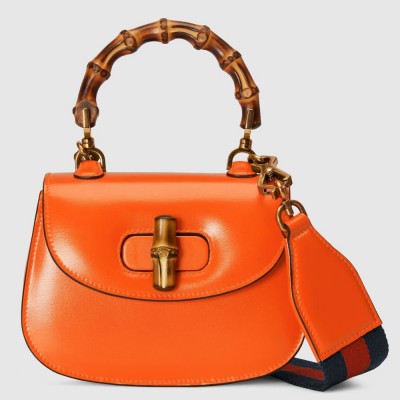 Gucci Bamboo 1947 Mini Top Handle Bag in Orange Leather GGBS10054