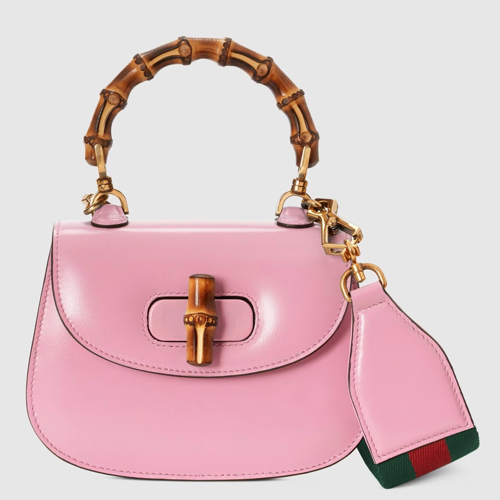 Gucci Bamboo 1947 Mini Top Handle Bag in Pink Leather GGBS10055