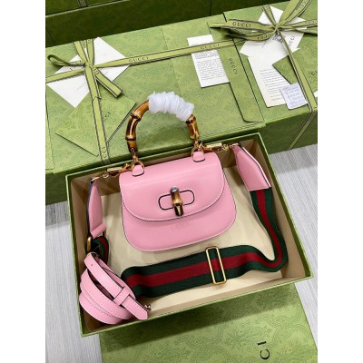 Gucci Bamboo 1947 Mini Top Handle Bag in Pink Leather GGBS10055