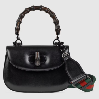 Gucci Bamboo 1947 Small Top Handle Bag in Black Leather GGBS10058