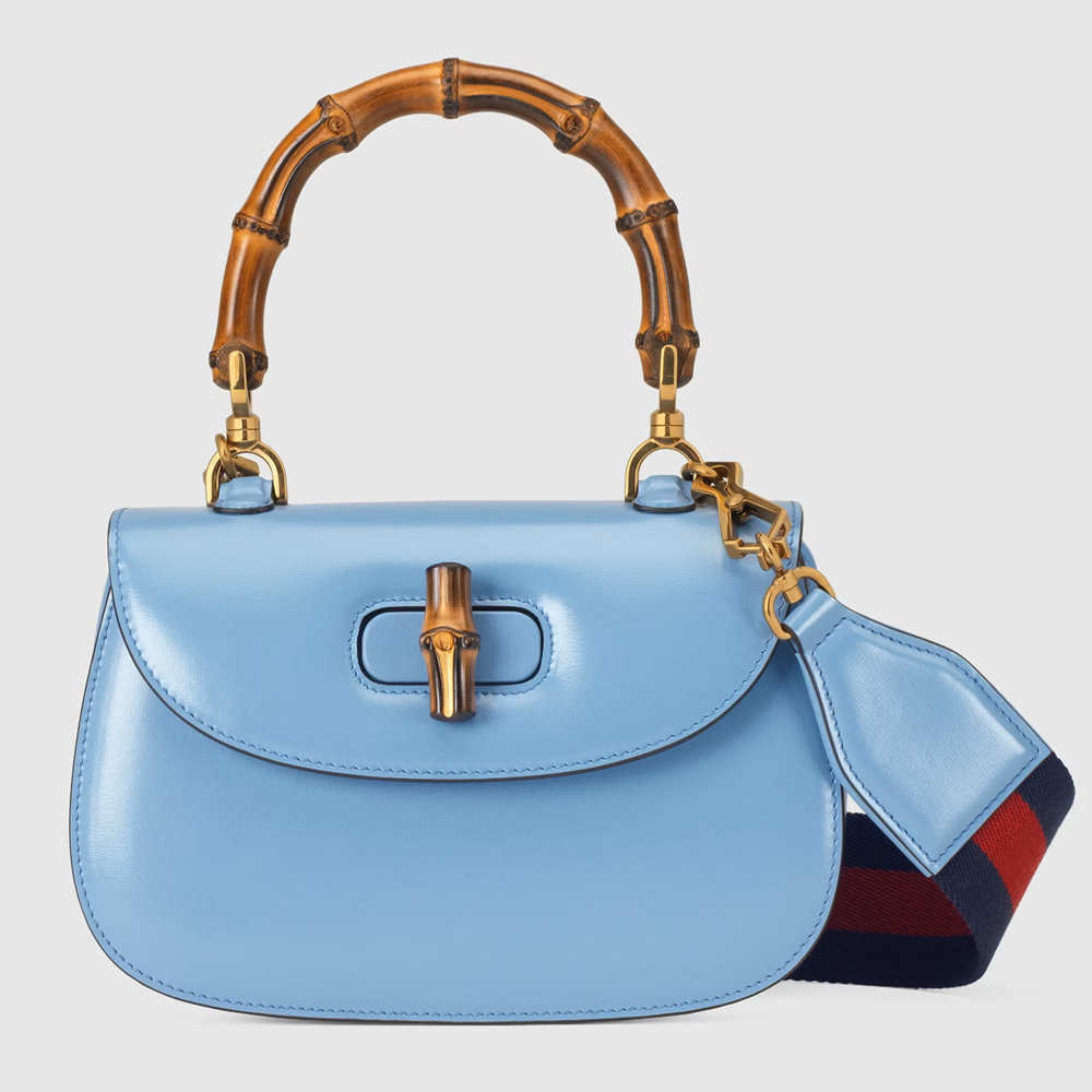 Gucci Bamboo 1947 Small Top Handle Bag in Blue Leather GGBS10059