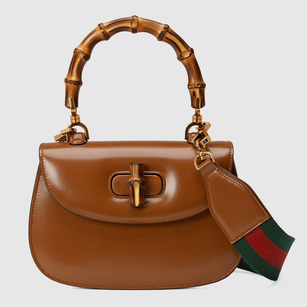 Gucci Bamboo 1947 Small Top Handle Bag in Brown Leather GGBS10060