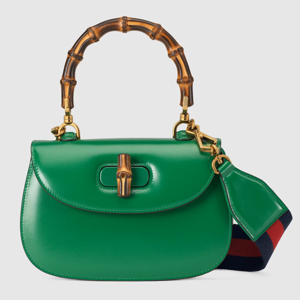 Gucci Bamboo 1947 Small Top Handle Bag in Green Leather GGBS10062