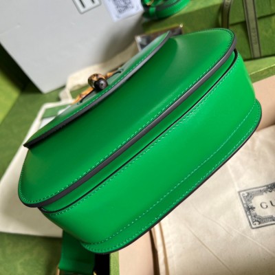 Gucci Bamboo 1947 Small Top Handle Bag in Green Leather GGBS10062