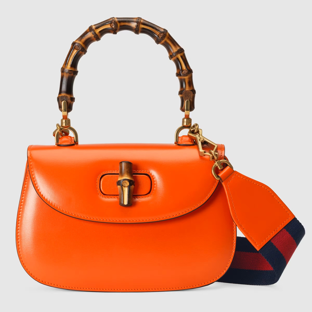 Gucci Bamboo 1947 Small Top Handle Bag in Orange Leather GGBS10063