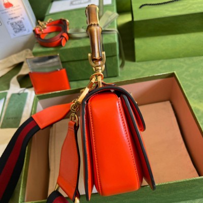 Gucci Bamboo 1947 Small Top Handle Bag in Orange Leather GGBS10063