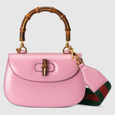 Gucci Bamboo 1947 Small Top Handle Bag in Pink Leather GGBS10064