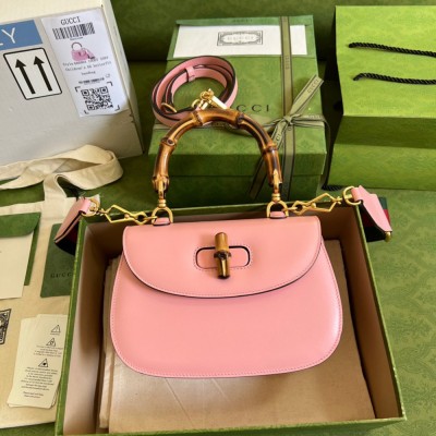 Gucci Bamboo 1947 Small Top Handle Bag in Pink Leather GGBS10064