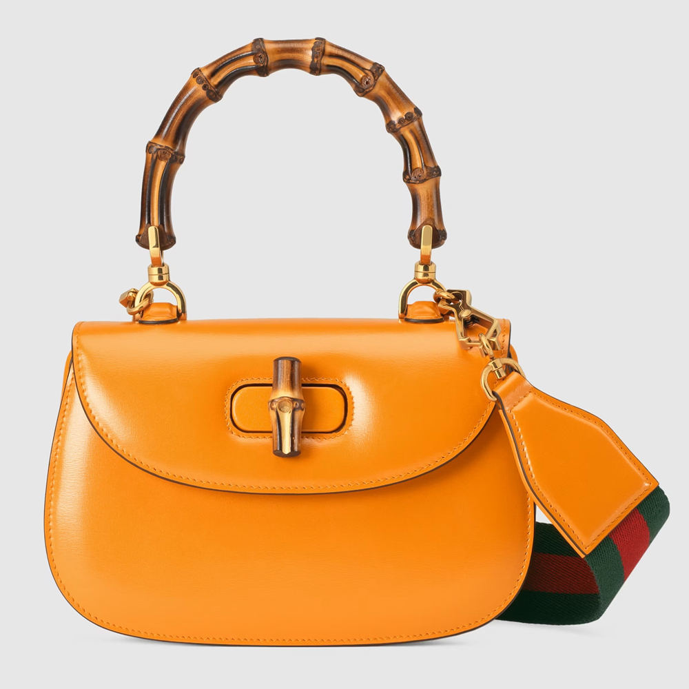 Gucci Bamboo 1947 Small Top Handle Bag in Yellow Leather GGBS10067