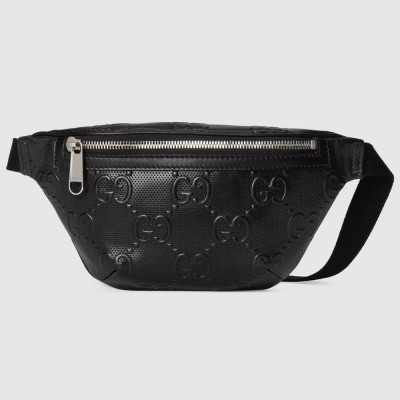 Gucci Belt Bag In Black GG Embossed Leather GGBS10070