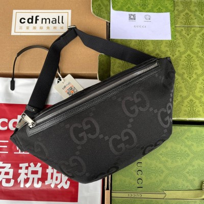 Gucci Belt Bag In Black Jumbo GG Canvas GGBS10076