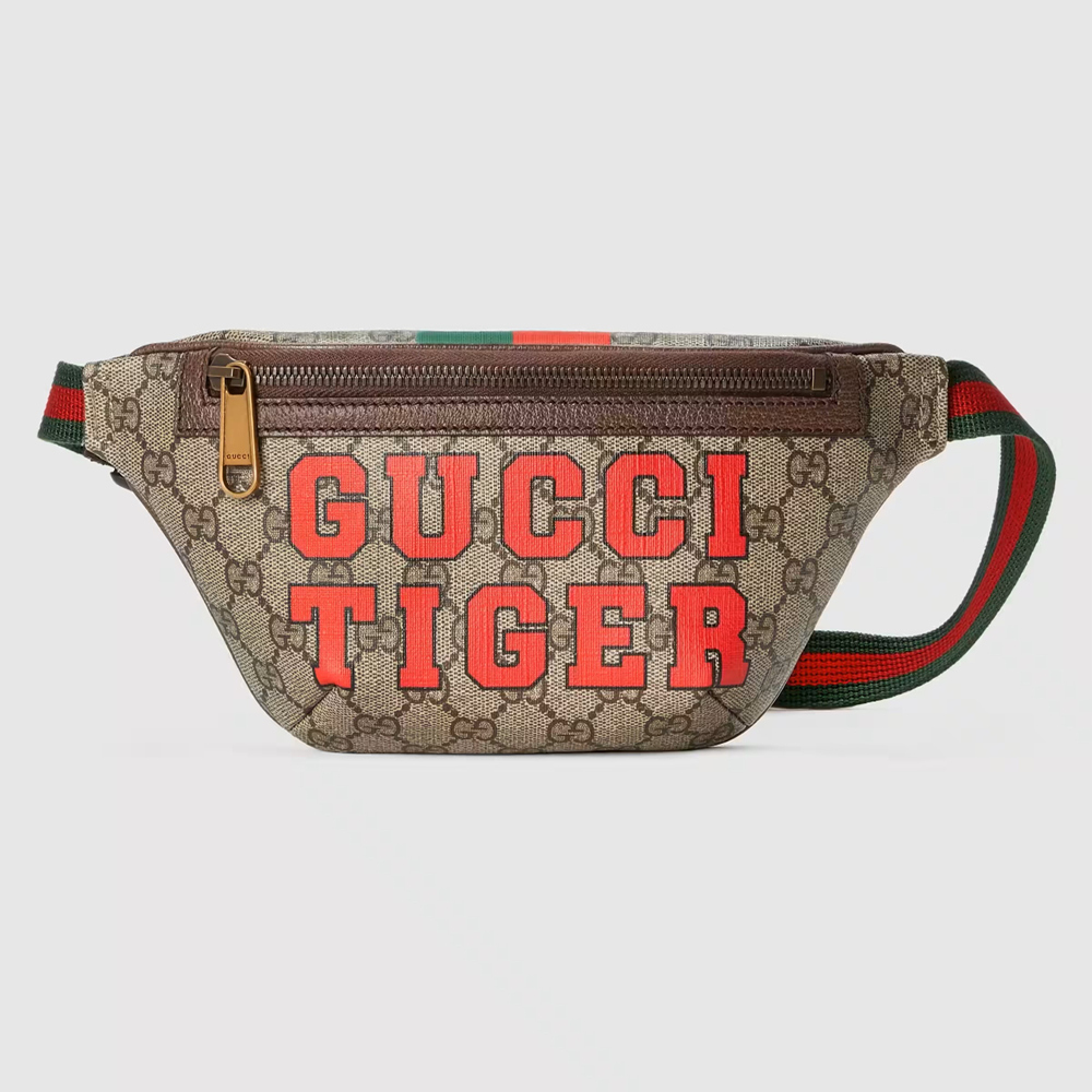 Gucci Belt Bag in Beige GG Supreme with Tiger Letter GGBS10069