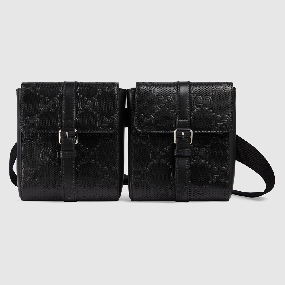 Gucci Belt Bag in Black GG Embossed Leather GGBS10071