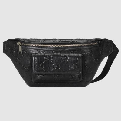 Gucci Belt Bag in Black GG Embossed Perforated Leather GGBS10072