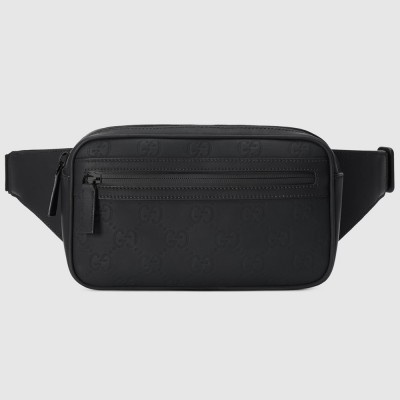 Gucci Belt Bag in Black GG Rubber-effect Leather GGBS10073