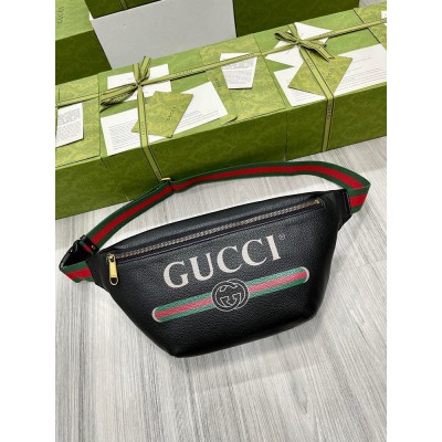 Gucci Belt Bag in Black Print Leather GGBS10078