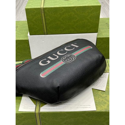 Gucci Belt Bag in Black Print Leather GGBS10078