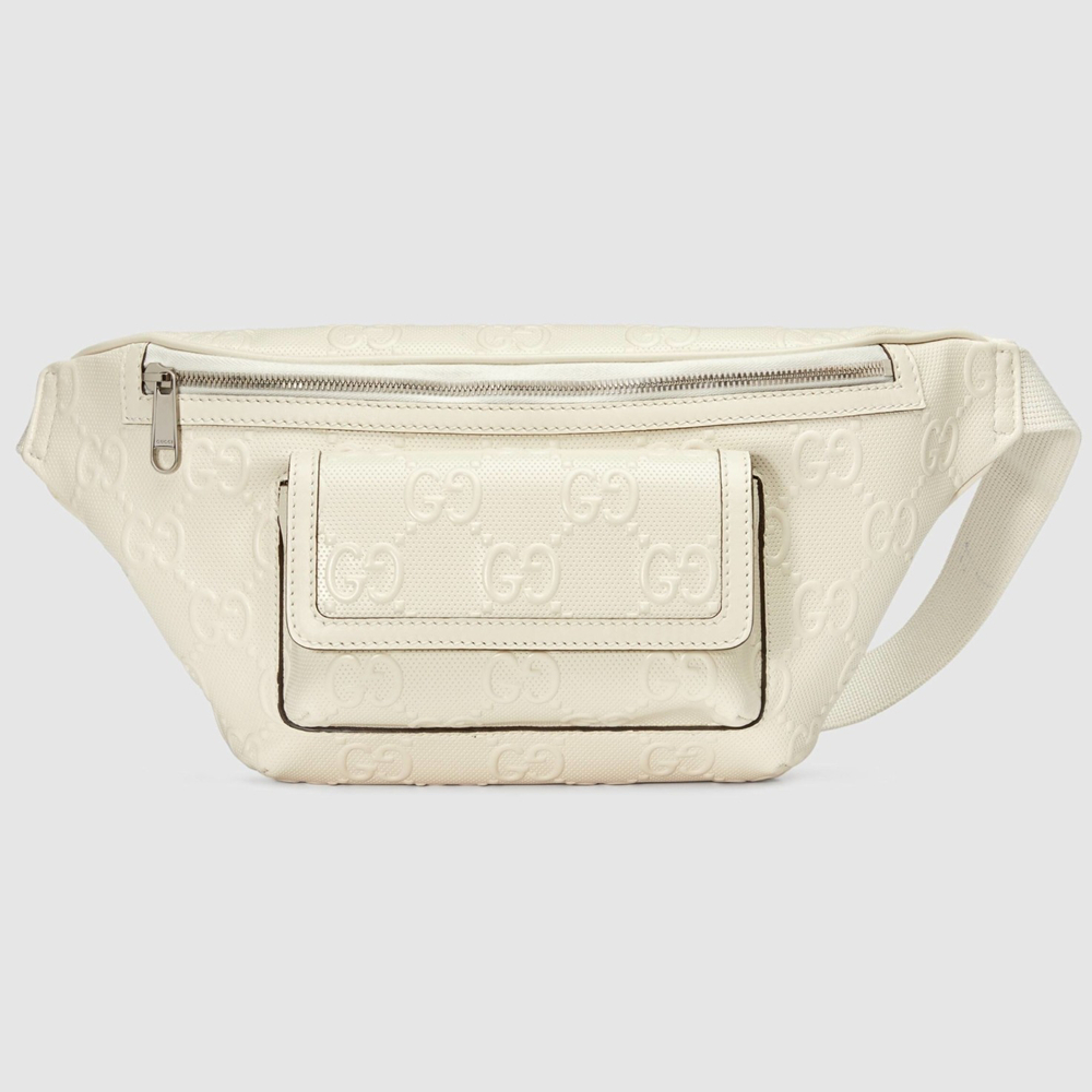 Gucci Belt Bag in White GG Embossed Perforated Leather GGBS10080