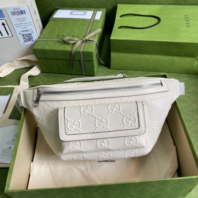 Gucci Belt Bag in White GG Embossed Perforated Leather GGBS10080