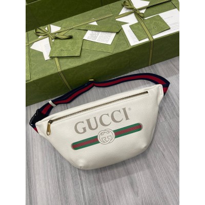 Gucci Belt Bag in White Print Leather GGBS10082