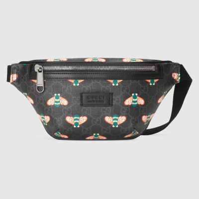 Gucci Bestiary Belt Bag in Black GG Supreme with Bees GGBS10083