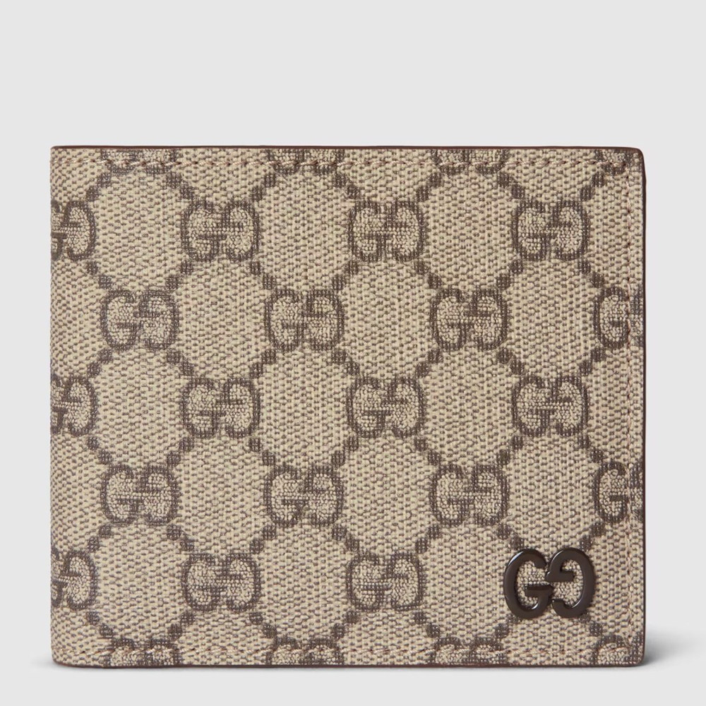 Gucci Bi-fold Coin Wallet in Beige Supreme Canvas with Brown Interior GGBS10950