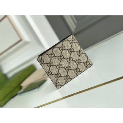 Gucci Bi-fold Wallet In Beige Bee Print GG Supreme Canvas GGBS10953