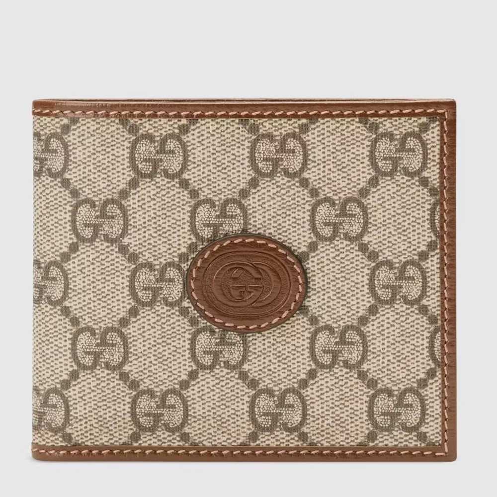 Gucci Bi-fold Wallet In Beige Canvas with Interlocking G GGBS10954