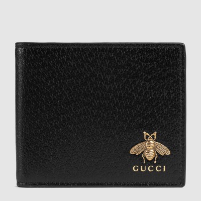 Gucci Bi-fold Wallet In Black Animalier Leather GGBS10962