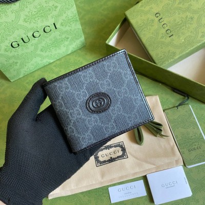 Gucci Bi-fold Wallet In Black Canvas with Interlocking G GGBS10963