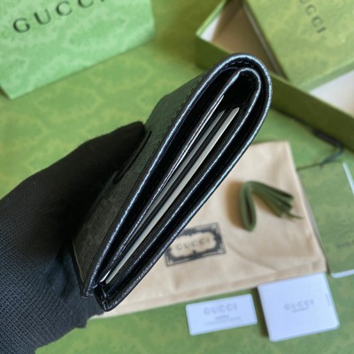 Gucci Bi-fold Wallet In Black Canvas with Interlocking G GGBS10963