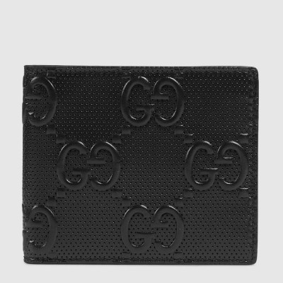 Gucci Bi-fold Wallet In Black GG Embossed Leather GGBS10964