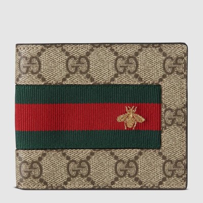 Gucci Bi-fold Wallet in Beige GG Supreme with Bee GGBS10955