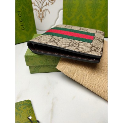 Gucci Bi-fold Wallet in Beige GG Supreme with Web GGBS10956