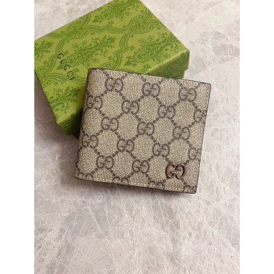 Gucci Bi-fold Wallet in Beige Supreme Canvas with Brown Interior GGBS10959