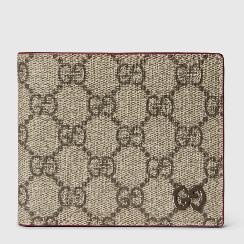 Gucci Bi-fold Wallet in Beige Supreme Canvas with Red Interior GGBS10960