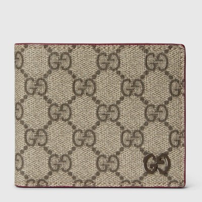 Gucci Bi-fold Wallet in Beige Supreme Canvas with Red Interior GGBS10960