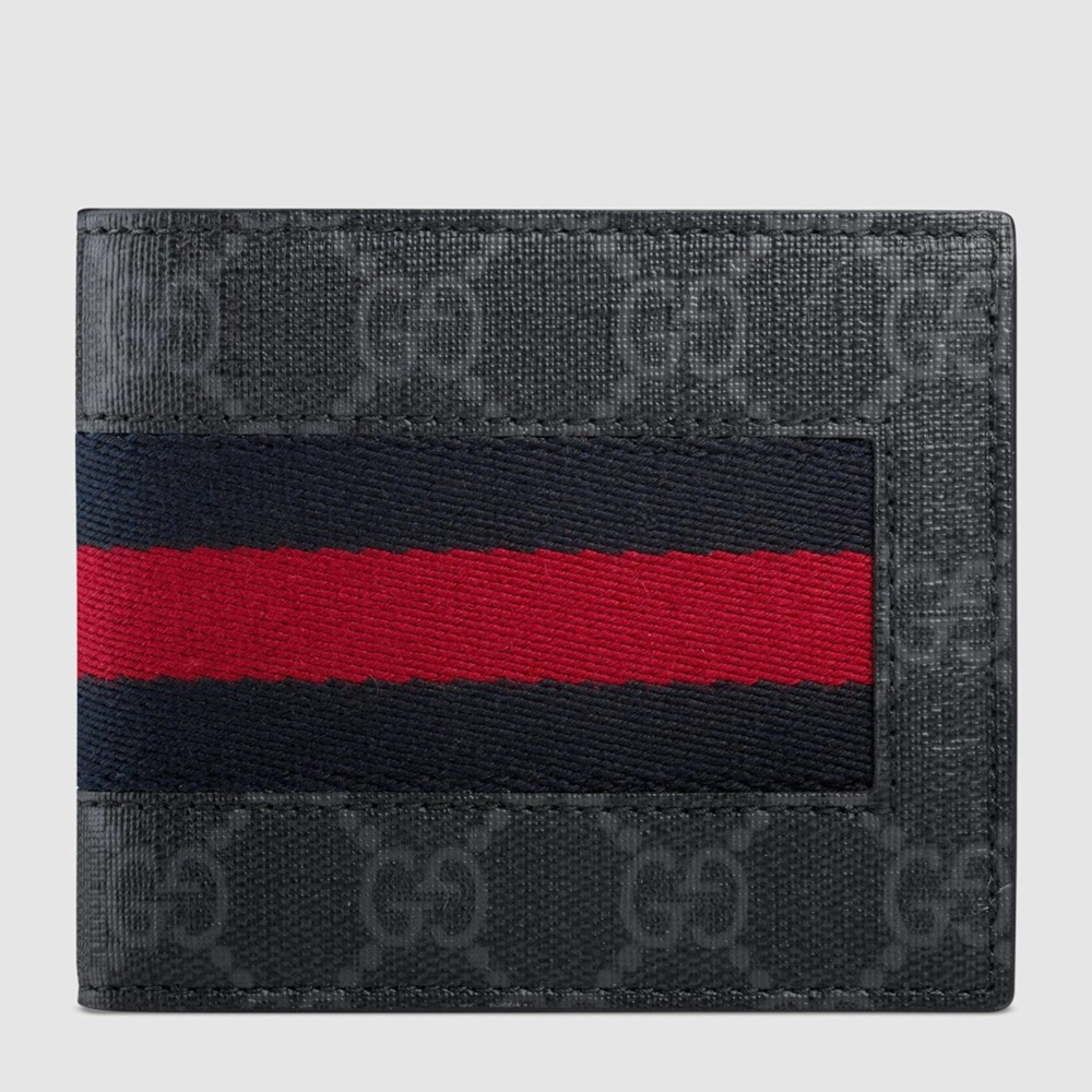 Gucci Bi-fold Wallet in Black GG Supreme with Web GGBS10965