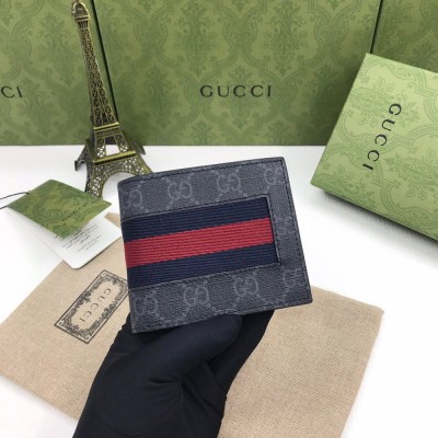 Gucci Bi-fold Wallet in Black GG Supreme with Web GGBS10965