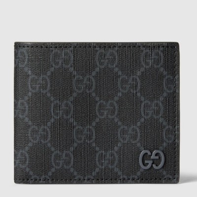 Gucci Bi-fold Wallet in Black Supreme Canvas with Green Interior GGBS10972